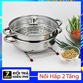Mua Bộ Nồi Hấp 2 Tầng phi 28 vung kính dùng được cho bếp từ - wonter