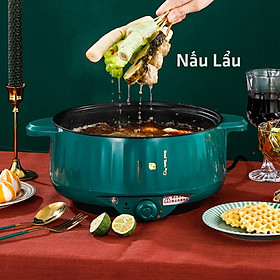 Nồi lẩu điện đa năng 28cm, tặng kèm vỉ hấp - Công suất 1000W