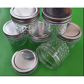 Mua Hũ thủy tinh vân sọc nắp nhôm miệng rộng nắp nhôm 100ml đựng bánh FLan  sữa chua