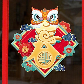 Mua Decal trang trí Tết - Bảng vuông đầu Lân đón tết
