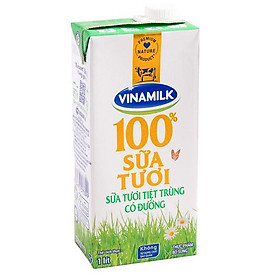 [Chỉ giao HCM] Sữa tươi tiệt trùng Vinamilk 100% có đường hộp giấy 1 lít  -3002953