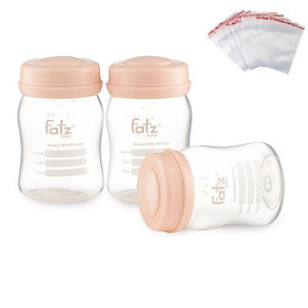 Bộ 3 bình trữ sữa mẹ cổ rộng Fatzbaby 150ml + tặng 5 zipper 10x15cm