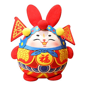 Chinese Style Stuffed Animal Doll Bunny Figurine Rabbit Plush Toy
