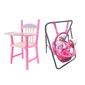 Realistic Baby Doll Swing Cradle High Chair Set for Reborn Doll Furniture