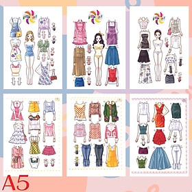 Búp bê giấy paper doll thay đồ thời trang đồ chơi cắt thủ công cho bé