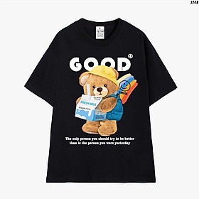Cao cấp - Áo thun tay lỡ unisex nam nữ oversize in hình gấu Teddy Good vui nhộn