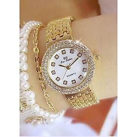 Đồng Hồ Nữ BeeSister Dây Thép Không Gỉ - Mặt Kính Cao Cấp Chống Xước Tốt - Viền Đính Kim Cương Nhân Tạo Sang Chảnh