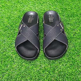 Dép nam Trường Hải da mềm siêu nhẹ 2 màu đen, vàng DN150