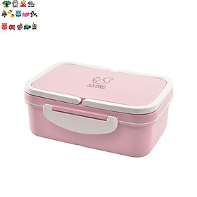Mua Hộp đựng cơm 2 tầng có quai xách  kèm muỗng- Hộp đựng cơm văn phòng 19.5x13x7.6cm  chất liệu nhưa lúa mạch an toàn cho sức khỏe người dùng  thân thiện với môi trường  giao màu ngẫu nhiên+ Tặng kèm hình dán