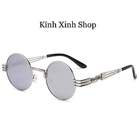 Kính râm Mắt Tròn Unisex Kim Loại Cao Cấp Cổ Điển