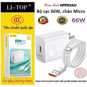 Mua Bộ sạc nhanh 66W LI-TOP AC16 chân Micro  chứng nhận 3C tiêu chuẩn quốc gia  dùng thử 30 ngày  Hàng chính hãng bảo hành 12 tháng