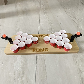 Bộ trò chơi Wood Peer Pong ném bóng vào ly Drinking Game dành cho bàn nhậu uống rượu bia 