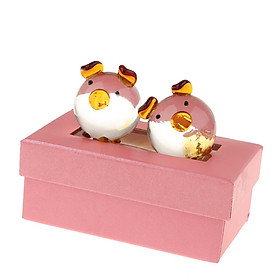 Crystal Couple Pigs with Gift Box 1.57x1.57x1.77inch-Pink