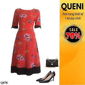 Đầm nữ phong cách bụi trẻ trung thời trang thiết kế Queni Fashion Q078