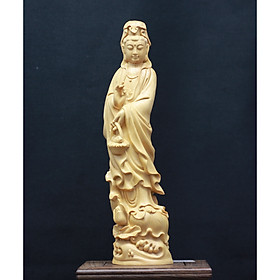 Tượng gỗ Phật Bà Quan Âm Như Ý- Gỗ Hoàng Dương - mẫu SP002398