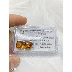 Đá citrine thạch anh vàng hình vuông làm nhẫn mặt dây rất đẹp