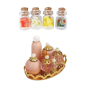 1/12 Dollhouse Miniature Pink Perfume Bottles And Food Bottles Toys