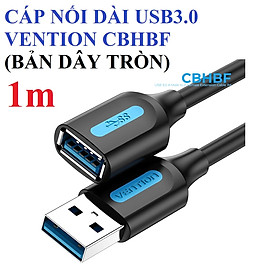 Cáp nối dài USB 3.0 dây nhựa tròn to bền Vention CBHBF _ Hàng chính hãng - 1m