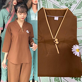 Đồ Lam Đi Chùa # Tim 2Nút Kate Mịn