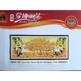 Mua Tranh thêu chữ thập cây tiền vàng tấn tài tấn lộc MN0123 - 100 x 55 cm - chưa thêu