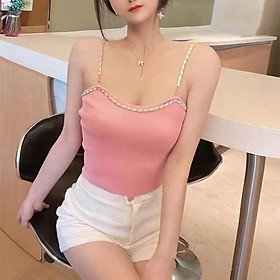 Áo 2 dây len tăm co giãn tốt  chất đẹp,dáng ôm