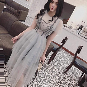 Đầm xoè phồng công chúa xếp tầng kết cườm SANG TRỌNG - Size S/M/L đến 58kgMM MM
