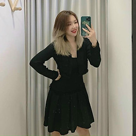 SET ĐẦM VẢI TWEED ĐEN - SET ĐẦM BỐ ĐEN - MÈO INDA HOUSE