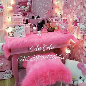 Mua Thảm Lông Trải Bàn Màu Hồng Phấn Lông Dài