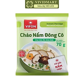 VIFON - Cháo Vifon 70g hương vị Nấm đông cô (có gói nấm thật), Vifon Cháo nấm đông cô, Cháo nấm Vifon (70g/gói)