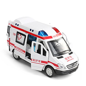 Đồ chơi mô hình xe cứu thương KAVY có nhạc và đèn chạy cót mở được tất cả các cảnh cửa