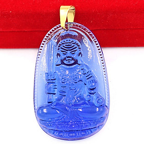 Mặt phật Bất Động Minh Vương thủy tinh xanh dương 3.6cm - phật bản mệnh tuổi Dậu - mặt phật size nhỏ