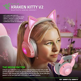 Mua Tai nghe không dây choàng đầu Razer Kraken Kitty V2 BT-Hồng(Quartz Edition)-Wireless Bluetooth RGB Headset with Kitty Ears_Mới  hàng chính hãng