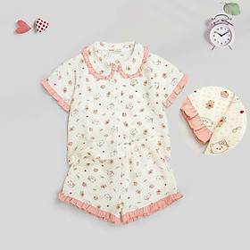 BỘ PYJAMA BÉ GÁI CHẬT ĐŨI COTTON MỀM MẠI VỚI HOẠ TIẾT GẤU, KITTY DỄ THƯƠNG TỪ 12-50KG CHO BÉ GÁI