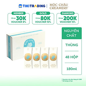 Thùng 48 hộp Sữa tươi nguyên chất tiệt trùng Mộc Châu Creamery 180ml