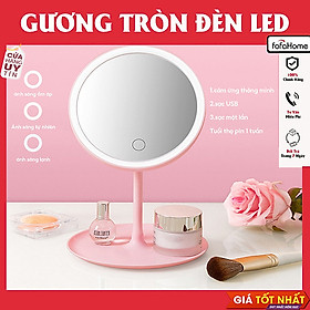 Gương Trang Điểm Hình Tròn Có Đèn Led Cảm Ứng 3 Chế Độ Sáng (Giao Màu Ngẫu Nhiên)