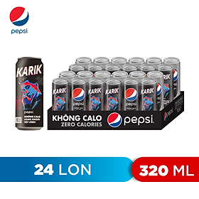 Thùng 24 Lon Nước Uống Có Gaz Pepsi Không Calo 320ml Lon