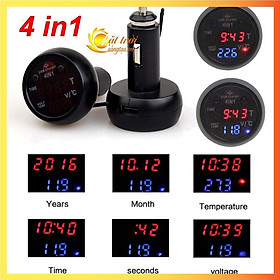 Sạc điện thoại, đo điện áp, nhiệt độ, thời gian trên ô tô OLINTON-502 4in1 và VTS 3in1