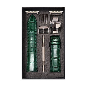 Dây Đồng Hồ Thay Thế Dành Cho Apple Watch 48 Ultra 45/44/42mm - 41/40/38mm, Chất Liệu Da Cá Sấu Cao Cấp Màu Xanh Lá Tương Thích Các Phiên Bản Series 8/7/6/5/4/3/2/1/SE Bảo Hành 12 Tháng