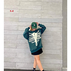Áo nỉ sweater hoodie nam nữ form dáng rộng unisex chất nỉ dày ấm hình bộ xương