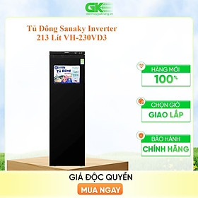 TỦ ĐÔNG ĐỨNG INVERTER SANAKY 231/230 LÍT VH-230VD3 NHÔM (R600A) (7 HỘC) (HÀNG CHÍNH HÃNG) (CHỈ GIAO HCM)