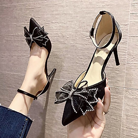 Sandal Nữ Tag Nơ Đá Quai Cổ Chân 7p Thời Trang (Mã 9109) Kèm Mặt Nạ