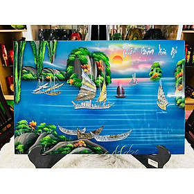 Mua { Siêu sale }Tranh sơn mài thuận buồm xuôi gió cẩn ốc xà cừ cao cấp treo tường  trang trí nhà cửa  văn phòng