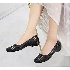 Giày nhựa đi mưa nữ giày búp bê đế bằng chống trơn trượt