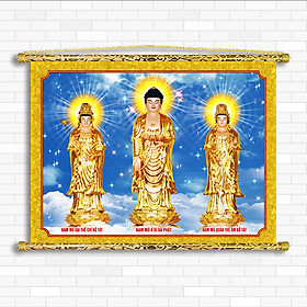Mua Tranh Tây Phương Tam Thánh chất liệu Vải canvas  Nẹp sáo gỗ T3065