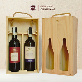 Set rượu vang đỏ Granducato Chianti DOCG và rượu vang trắng Vernaccia Vernaccia Di San Gimignano by Bersano kèm hộp gỗ thông đôi nắp trượt