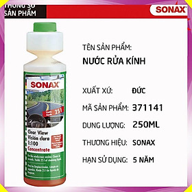 Nước rửa kính và làm trong kính đậm đặc xe hơi, ô tô Sonax Mã 371141