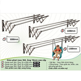 Mua Giàn phơi đồ thông minh  giá phơi đồ xếp gọn inox 304 ống 19