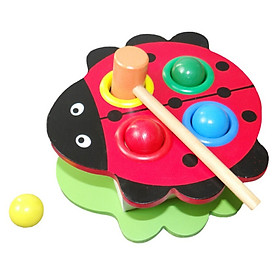 High Quality Baby Boys Girls Beat Ball Toys New Novelty Cute Ladybug Beetle Wood Beat Ball Hot Sale Toys For Over 1 Year