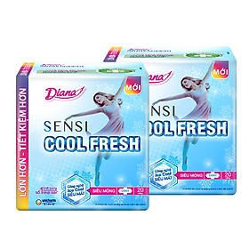 Bộ 2 Băng vệ sinh Diana Sensi Cool Fresh Siêu Mỏng Cánh gói 20 miếng