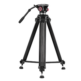 Chân Máy Quay Video Hợp Kim Nhôm Chuyên Nghiệp Andoer Với Đầu Thủy Lực Toàn Cảnh Và Túi Đựng Cho Máy Ảnh Canon DSLR Sony DSLR ILDC DV (176 Cm)(10 Kg)